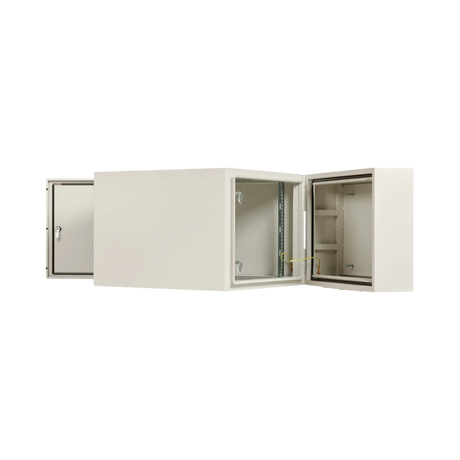 Tripp Lite SmartRack Industrial Enclosure with Lock, NEMA 4, Wall Mount, Metal Construction, Hinged Back, 32 in. Depth, 9U, Gray — Being Shipped