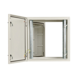 Tripp Lite SmartRack Industrial Enclosure with Lock, NEMA 4, Wall Mount, Metal Construction, Hinged Back, 28 in. Depth, 12U, Gray — Being Shipped