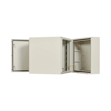 Tripp Lite SmartRack Industrial Enclosure with Lock, NEMA 4, Wall Mount, Metal Construction, Hinged Back, 28 in. Depth, 12U, Gray — Being Shipped