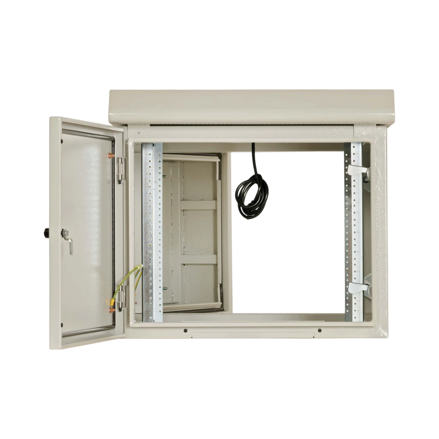 Tripp Lite SmartRack Industrial Enclosure, NEMA 3R, Wall Mount, Metal, Locking, Hinged Back, Fan With Thermal Switch, 32 in. Depth, 9U, Gray — Being Shipped