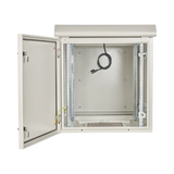 Tripp Lite SmartRack Industrial Enclosure, NEMA 3R, Wall Mount, Metal, Locking, Hinged Back, Fan With Thermal Switch, 28 in. Depth, 12U, Gray — Being Shipped