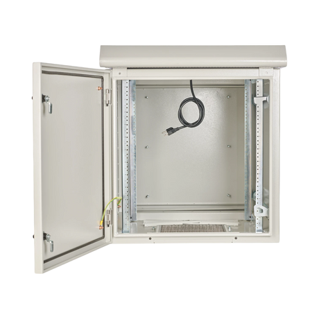 Tripp Lite SmartRack Industrial Enclosure, NEMA 3R, Wall Mount, Metal, Locking, Hinged Back, Fan With Thermal Switch, 28 in. Depth, 12U, Gray — Being Shipped