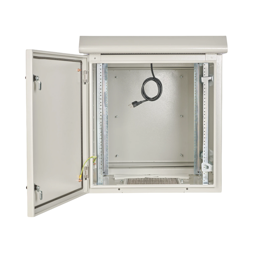 Tripp Lite SmartRack Industrial Enclosure, NEMA 3R, Wall Mount, Metal, Locking, Hinged Back, Fan With Thermal Switch, 28 in. Depth, 12U, Gray — Being Shipped