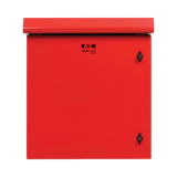 Tripp Lite SmartRack Industrial Enclosure, NEMA 3R, Wall Mount, Metal, Locking, Hinged Back, Fan With Thermal Switch, 28 in. Depth, 12U, Red — Being Shipped