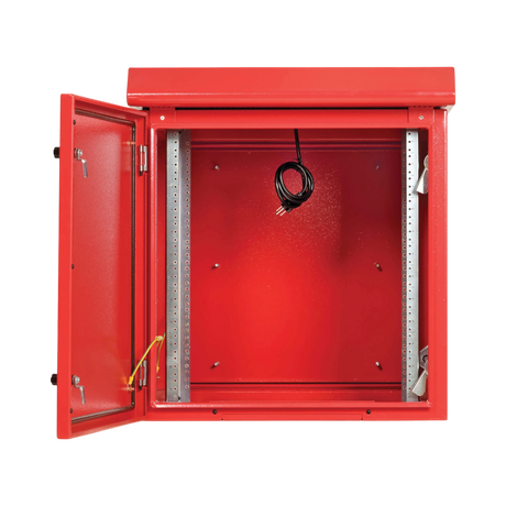 Tripp Lite SmartRack Industrial Enclosure, NEMA 3R, Wall Mount, Metal, Locking, Hinged Back, Fan With Thermal Switch, 28 in. Depth, 12U, Red — Being Shipped