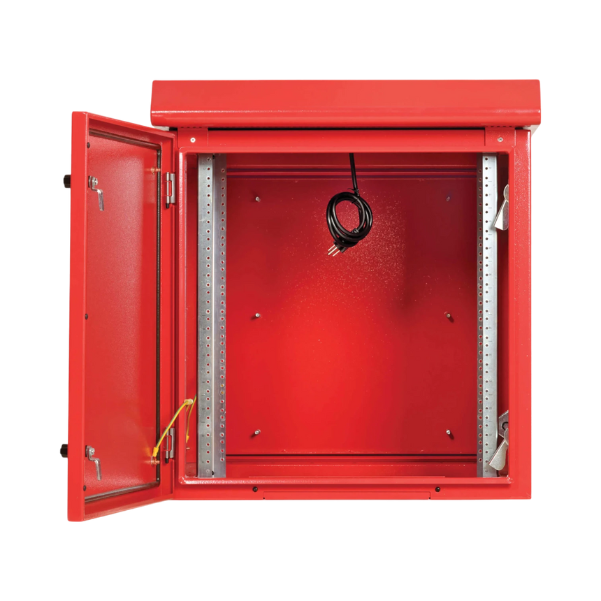 Tripp Lite SmartRack Industrial Enclosure, NEMA 3R, Wall Mount, Metal, Locking, Hinged Back, Fan With Thermal Switch, 28 in. Depth, 12U, Red — Being Shipped