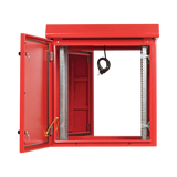 Tripp Lite SmartRack Industrial Enclosure, NEMA 3R, Wall Mount, Metal, Locking, Hinged Back, Fan With Thermal Switch, 28 in. Depth, 12U, Red — Being Shipped