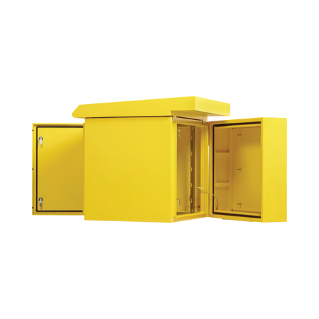 Tripp Lite SmartRack Industrial Enclosure, NEMA 3R, Wall Mount, Metal, Locking, Hinged Back, Fan With Thermal Switch, 28 in. Depth, 12U, Yellow — Being Shipped