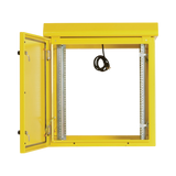 Tripp Lite SmartRack Industrial Enclosure, NEMA 3R, Wall Mount, Metal, Locking, Hinged Back, Fan With Thermal Switch, 28 in. Depth, 12U, Yellow — Being Shipped