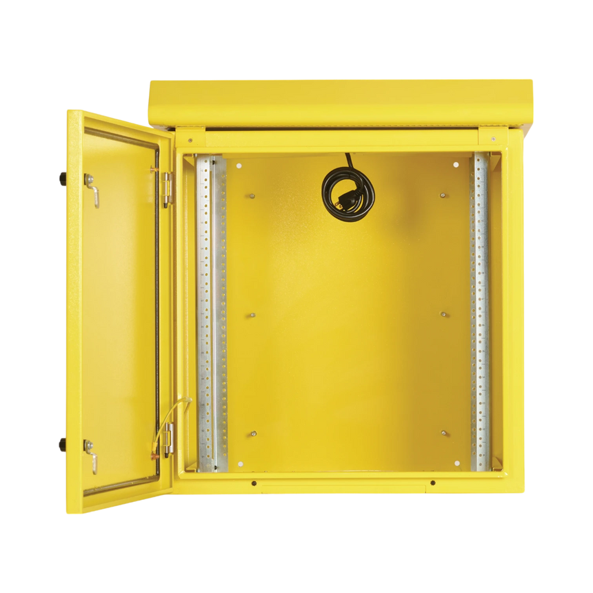 Tripp Lite SmartRack Industrial Enclosure, NEMA 3R, Wall Mount, Metal, Locking, Fan With Thermal Switch, 23 in. Depth, 12U, Yellow — Being Shipped