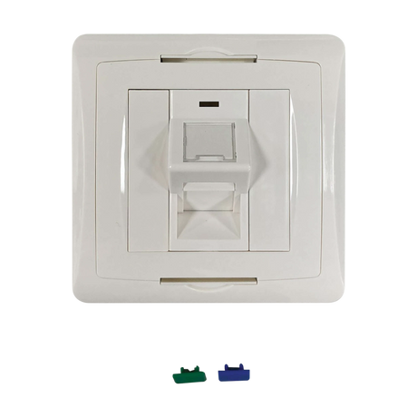 Tripp Lite 1-Port UK-Style Wall Plate, Unloaded Shuttered Angled Module, White, TAA — Being Shipped