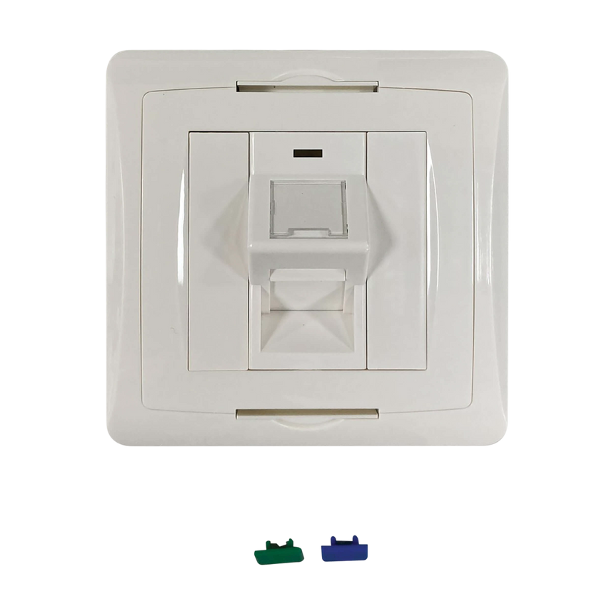Tripp Lite 1-Port UK-Style Wall Plate, Unloaded Shuttered Angled Module, White, TAA — Being Shipped