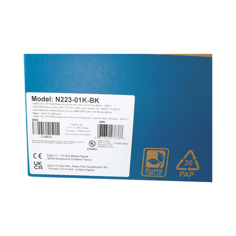 Tripp Lite Cat6a 10G Solid Core UTP Bulk Ethernet Cable, CMR Rated, Black, 1000 ft. (305 m) — Being Shipped
