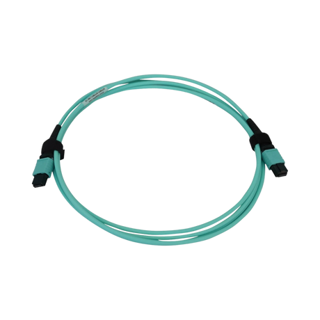 Tripp Lite 40/100/400G Multimode 50/125 OM3 Fiber Optic Cable (12F MTP/MPO-PC F/F), LSZH, Aqua, 2 m (6.6 ft.) — Being Shipped