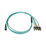 Tripp Lite 40/100/400G Multimode 50/125 OM3 Fiber Optic Cable (12F MTP/MPO-PC to 4x Duplex LC/PC F/M), LSZH, Aqua, 1 m (3.3 ft.) — Being Shipped