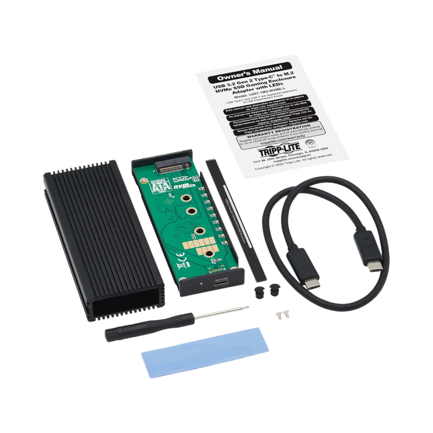 Tripp Lite series USB-C to M.2 NVMe and SATA SSD (M-Key) Gaming Enclosure Adapter - USB 3.2 Gen 2 (10 Gbps), LEDs — Being Shipped