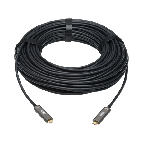 Tripp Lite USB-C AOC Cable (M/M), USB 3.2 Gen 2 (10 Gbps) Plenum-Rated Fiber Active Optical Cable, Data Only, Black, 30 m (98 ft.) — Being Shipped