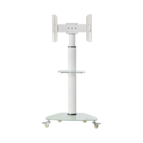 Tripp Lite Premier Rolling TV Cart for 37" to 70" Displays, Frosted Glass Base and Shelf, Locking Casters, White — Being Shipped