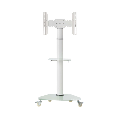 Tripp Lite Premier Rolling TV Cart for 37" to 70" Displays, Frosted Glass Base and Shelf, Locking Casters, White — Being Shipped