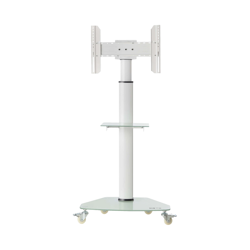 Tripp Lite Premier Rolling TV Cart for 37" to 70" Displays, Frosted Glass Base and Shelf, Locking Casters, White — Being Shipped