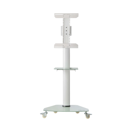 Tripp Lite Premier Rolling TV Cart for 37" to 70" Displays, Frosted Glass Base and Shelf, Locking Casters, White — Being Shipped