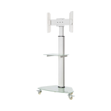 Tripp Lite Premier Rolling TV Cart for 37" to 70" Displays, Frosted Glass Base and Shelf, Locking Casters, White — Being Shipped