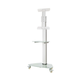 Tripp Lite Premier Rolling TV Cart for 37" to 70" Displays, Frosted Glass Base and Shelf, Locking Casters, White — Being Shipped