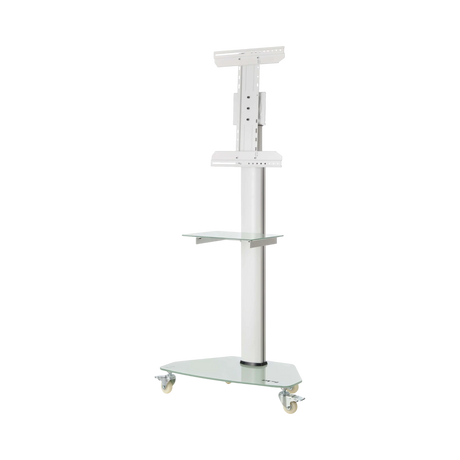 Tripp Lite Premier Rolling TV Cart for 37" to 70" Displays, Frosted Glass Base and Shelf, Locking Casters, White — Being Shipped