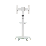 Tripp Lite Premier Rolling TV Cart for 37" to 70" Displays, Frosted Glass Base and Shelf, Locking Casters, White — Being Shipped