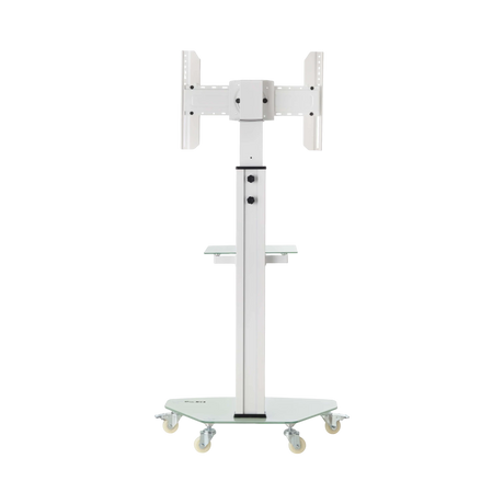 Tripp Lite Premier Rolling TV Cart for 37" to 70" Displays, Frosted Glass Base and Shelf, Locking Casters, White — Being Shipped