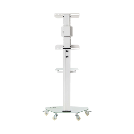 Tripp Lite Premier Rolling TV Cart for 37" to 70" Displays, Frosted Glass Base and Shelf, Locking Casters, White — Being Shipped