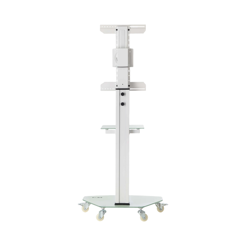 Tripp Lite Premier Rolling TV Cart for 37" to 70" Displays, Frosted Glass Base and Shelf, Locking Casters, White — Being Shipped