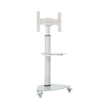 Tripp Lite Premier Rolling TV Cart for 37" to 70" Displays, Frosted Glass Base and Shelf, Locking Casters, White — Being Shipped