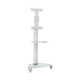 Tripp Lite Premier Rolling TV Cart for 37" to 70" Displays, Frosted Glass Base and Shelf, Locking Casters, White — Being Shipped