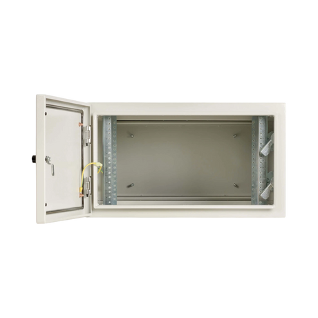Tripp Lite SmartRack Industrial Enclosure with Lock, NEMA 4, Wall Mount, Metal Construction, Hinged Back, 28 in. Depth, 6U, Gray — Being Shipped