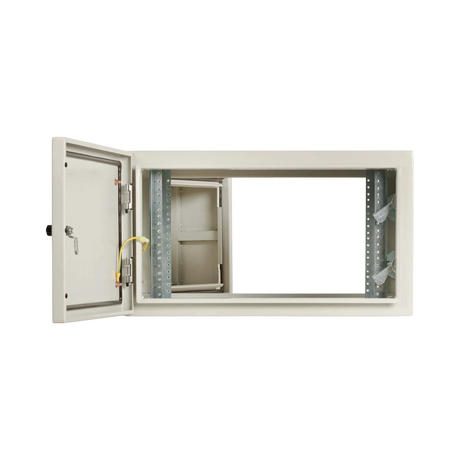 Tripp Lite SmartRack Industrial Enclosure with Lock, NEMA 4, Wall Mount, Metal Construction, Hinged Back, 28 in. Depth, 6U, Gray — Being Shipped