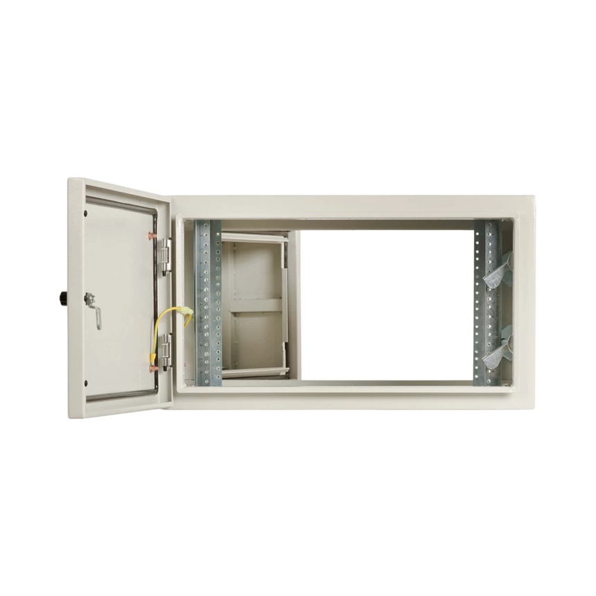 Tripp Lite SmartRack Industrial Enclosure with Lock, NEMA 4, Wall Mount, Metal Construction, Hinged Back, 28 in. Depth, 6U, Gray — Being Shipped