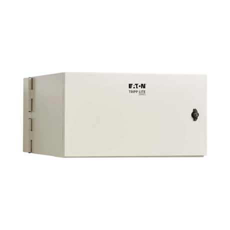 Tripp Lite SmartRack Industrial Enclosure with Lock, NEMA 4, Wall Mount, Metal Construction, Hinged Back, 28 in. Depth, 6U, Gray — Being Shipped
