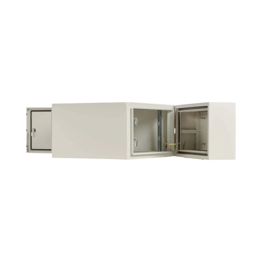 Tripp Lite SmartRack Industrial Enclosure with Lock, NEMA 4, Wall Mount, Metal Construction, Hinged Back, 28 in. Depth, 6U, Gray — Being Shipped