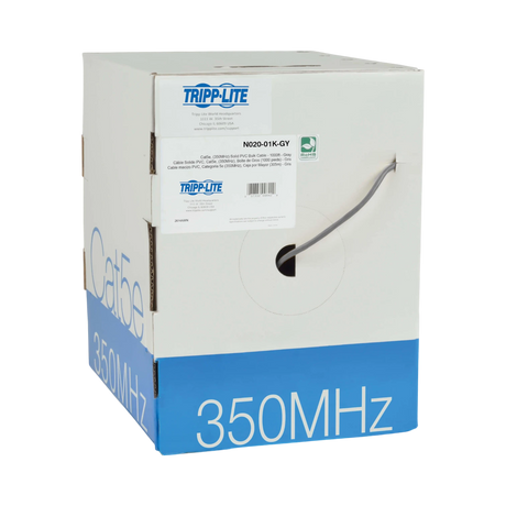 Tripp Lite Cat5e 350 MHz Stranded-Core (UTP) PVC Bulk Ethernet Cable, Gray, 1000 ft. (304.8 m), TAA — Being Shipped