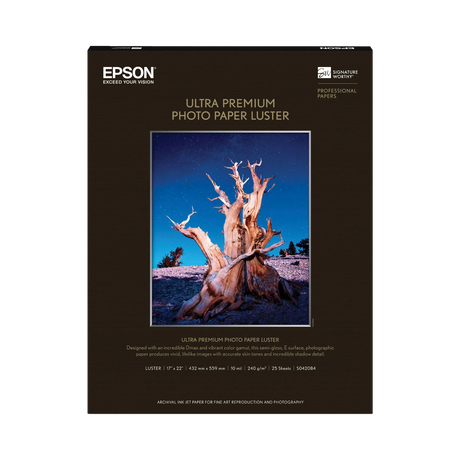 Epson Ultra Premium Luster Photo Paper (17 x 22", 25 Sheets) — Being Shipped