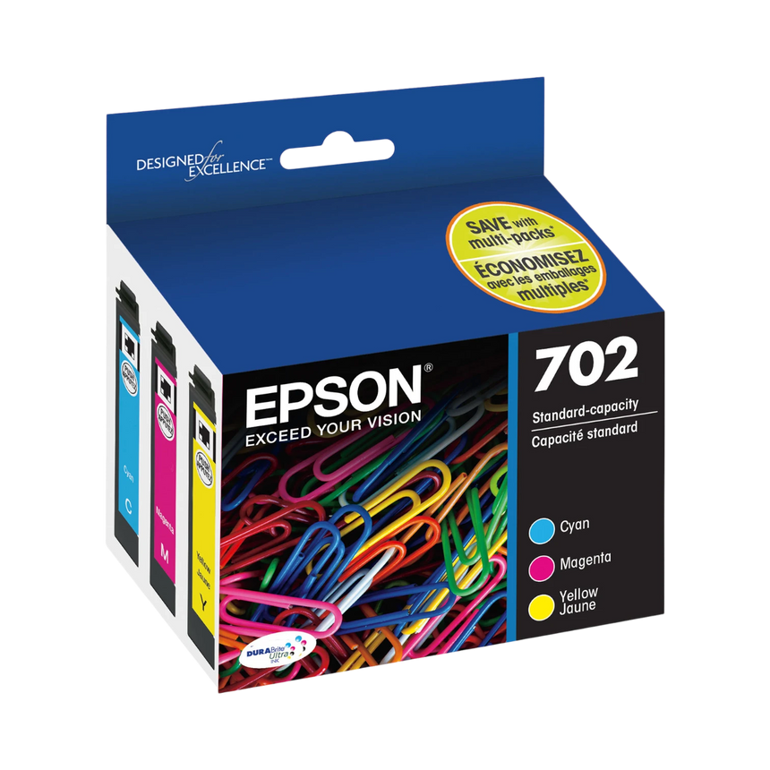 Epson 702 DURABrite Ultra Standard-Capacity Ink Cartridge Color Multi Pack with Sensormatic — Being Shipped