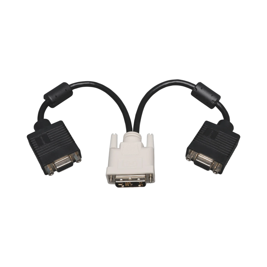 Tripp Lite DVI to VGA Y Splitter Adapter Cable (DVI-I to HD15 M/2xF), 1 ft. (0.3 m) — Being Shipped