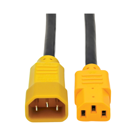 Tripp Lite Heavy-Duty PDU Power Cord, C13 to C14 - 15A, 250V, 14 AWG, 6 ft. (1.83 m), Yellow Plugs — Being Shipped