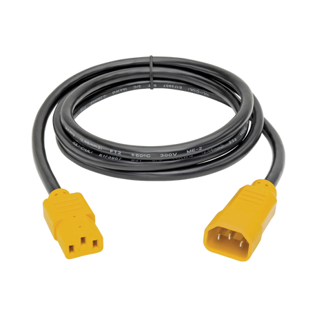 Tripp Lite Heavy-Duty PDU Power Cord, C13 to C14 - 15A, 250V, 14 AWG, 6 ft. (1.83 m), Yellow Plugs — Being Shipped