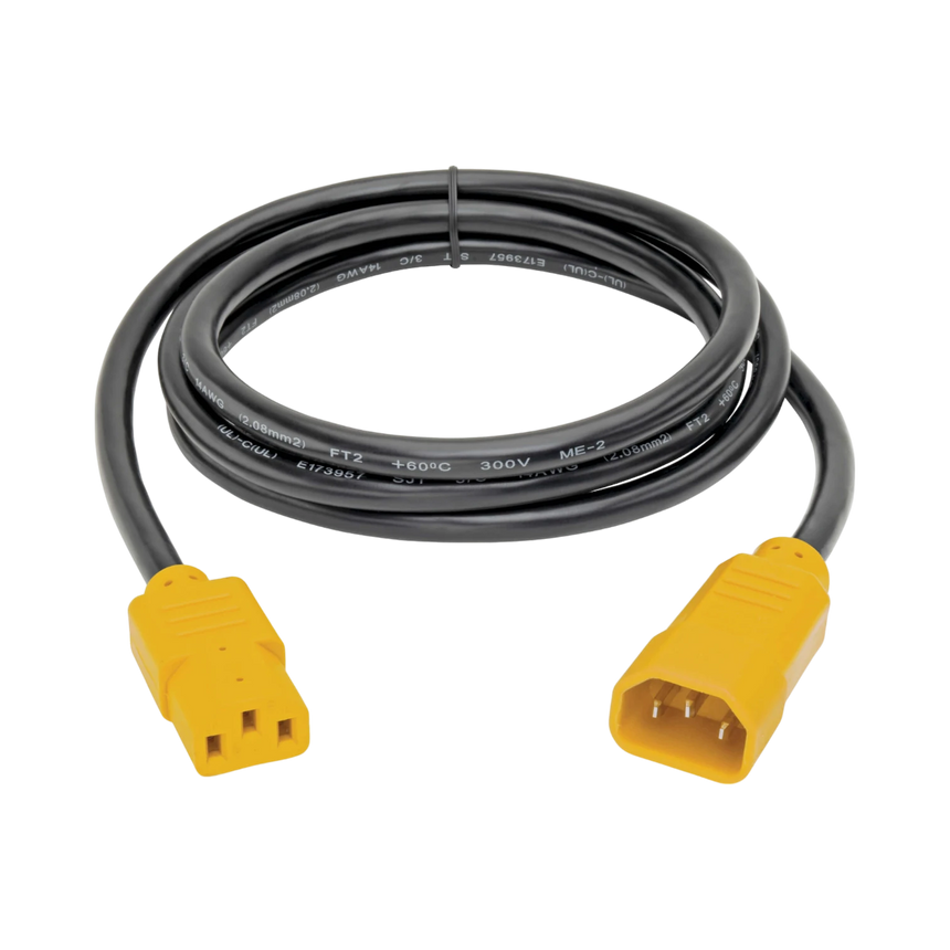 Tripp Lite Heavy-Duty PDU Power Cord, C13 to C14 - 15A, 250V, 14 AWG, 6 ft. (1.83 m), Yellow Plugs — Being Shipped