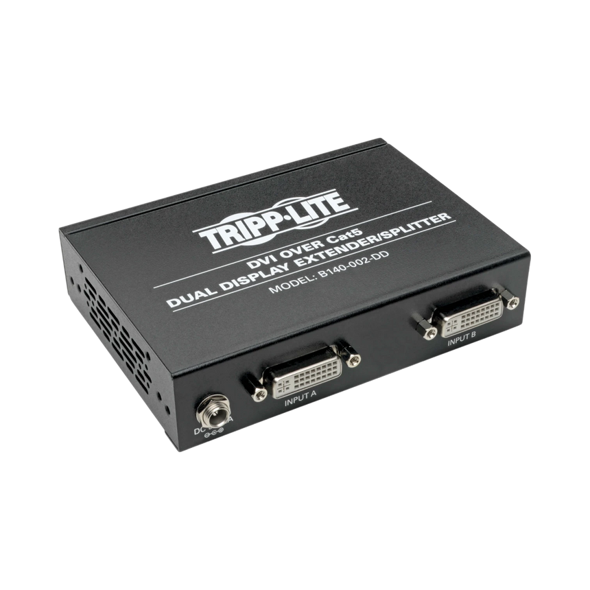 Tripp Lite 2-Port DVI over Cat5/6 Splitter/Extender, Box-Style Transmitter for Video, Dual-Display DVI-D, 200 ft. (60 m), TAA — Being Shipped