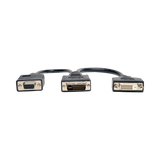 Tripp Lite DVI Y Splitter Cable, Digital and VGA Monitors (DVI-I M to DVI-D F and HD15 F) 6-in. (15.24 cm) — Being Shipped