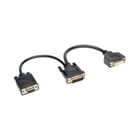 Tripp Lite DVI Y Splitter Cable, Digital and VGA Monitors (DVI-I M to DVI-D F and HD15 F) 6-in. (15.24 cm) — Being Shipped