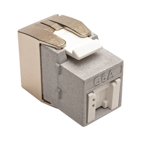 Tripp Lite Toolless Cat6a Keystone Jack, PoE/PoE+ Compliant, Shuttered, Gray, TAA — Being Shipped